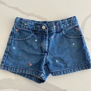 Gymboree Blue Jean Shorts with flamingo and flower Embroidery